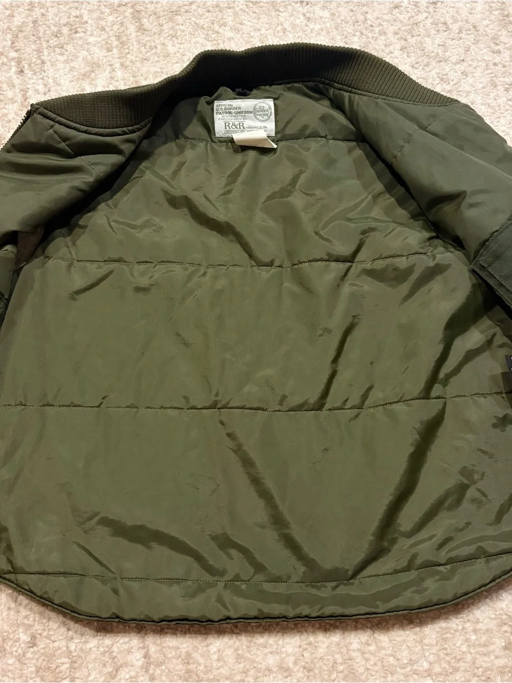 Men's Olive Green Zip-Front Work Vest-Official US Border Patrol Uniform